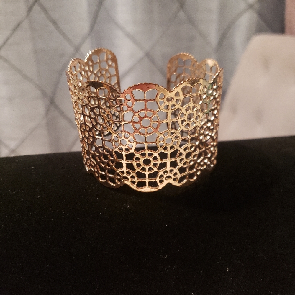 Gold Tone Wide Adjustable Cuff Bracelet